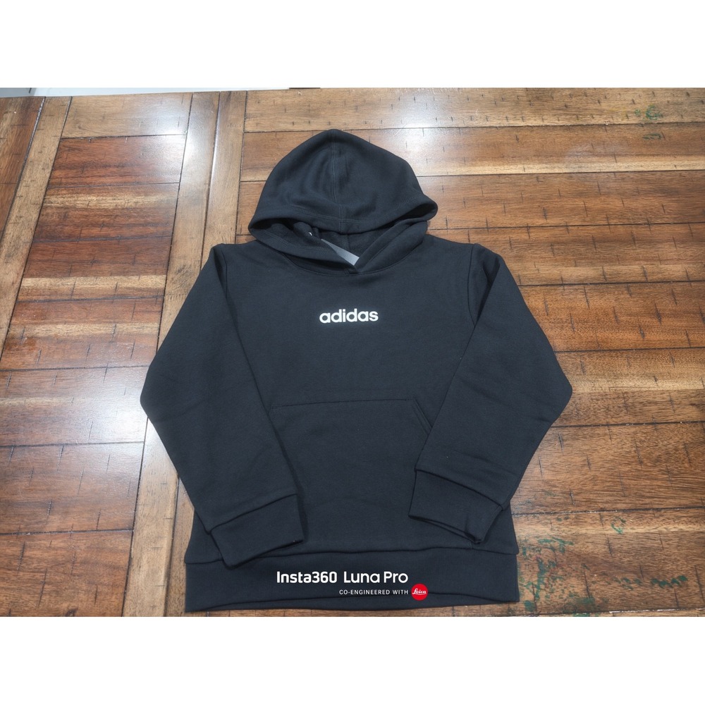 Adidas Kids Hoodie Black Fleece Pullover Sweatshirt Size 6 NWT